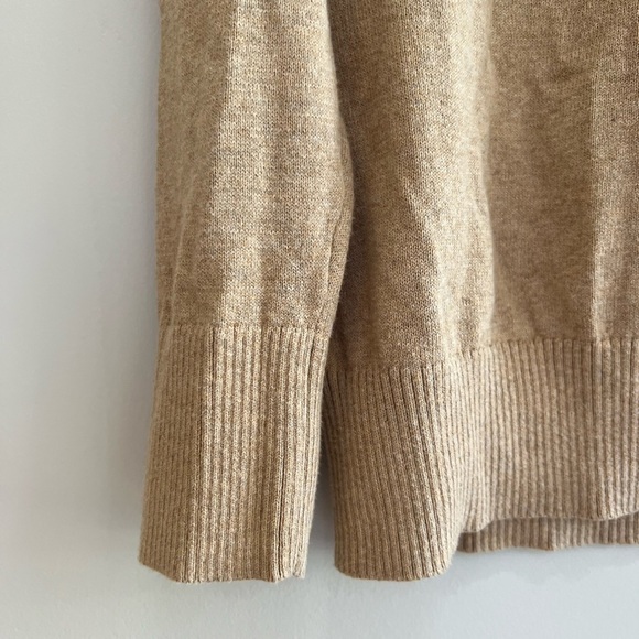 LL Bean Fair Isle Yolk Turtleneck Cotton Cashmere Sweater Tan and Coral, S - Picture 3 of 8